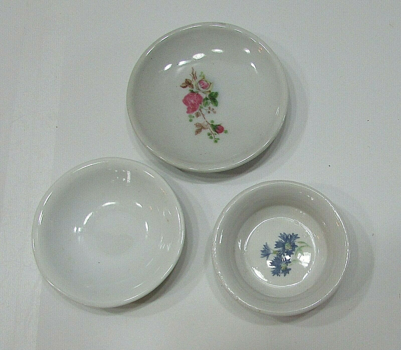 Three Different Vintage 1990's Small Porcelain Doll Dishes Plates Bowl Free S/h