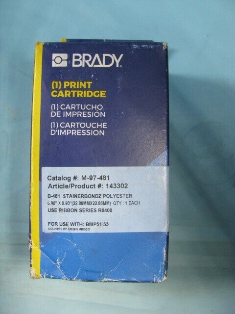 Genuine Brady Print Cartridge - M-97-481 - Stainerbondz Polyester -free Shipping