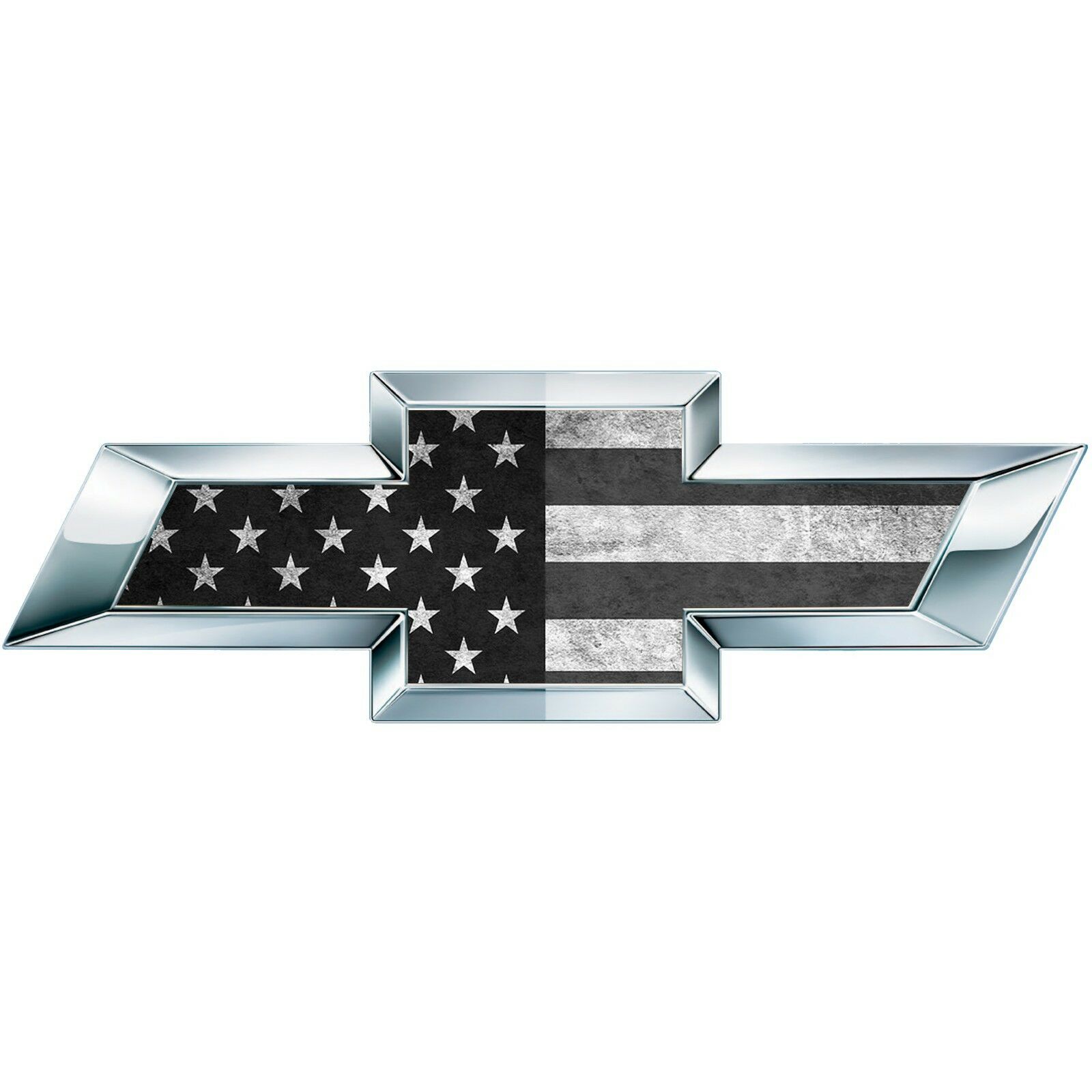 2 B/w American Flag Us Universal Chevy Bowtie Vinyl Sheets Emblem Overlay