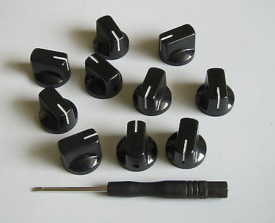 10x Guitar Amp Effect Pedal Knobs Davies 1510 Style Pointer Knob Set Screw Black