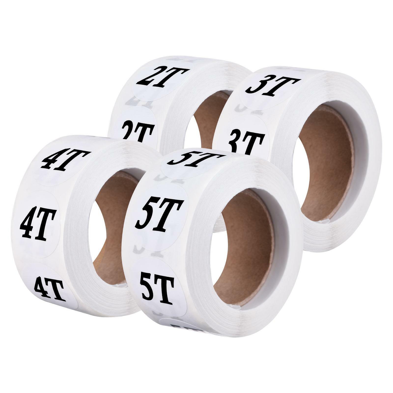 Clothing 2t/3t/4t/5t Size Sticker Label 25mm/1inch Dia 4 Roll 2000 Labels