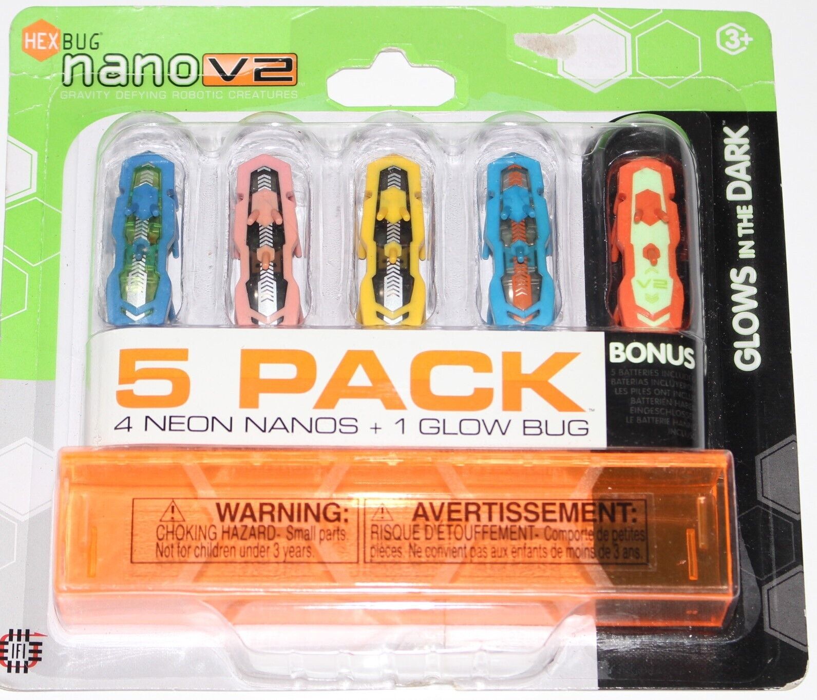 Lot Of 5 Hexbug Nano Bugs Toys In Package Glows In The Dark As Is