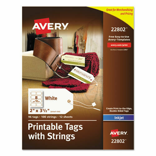 Printable Rectangular Tags With Strings 2 X 3 1/2 Matte White 96 Per Pack | 1