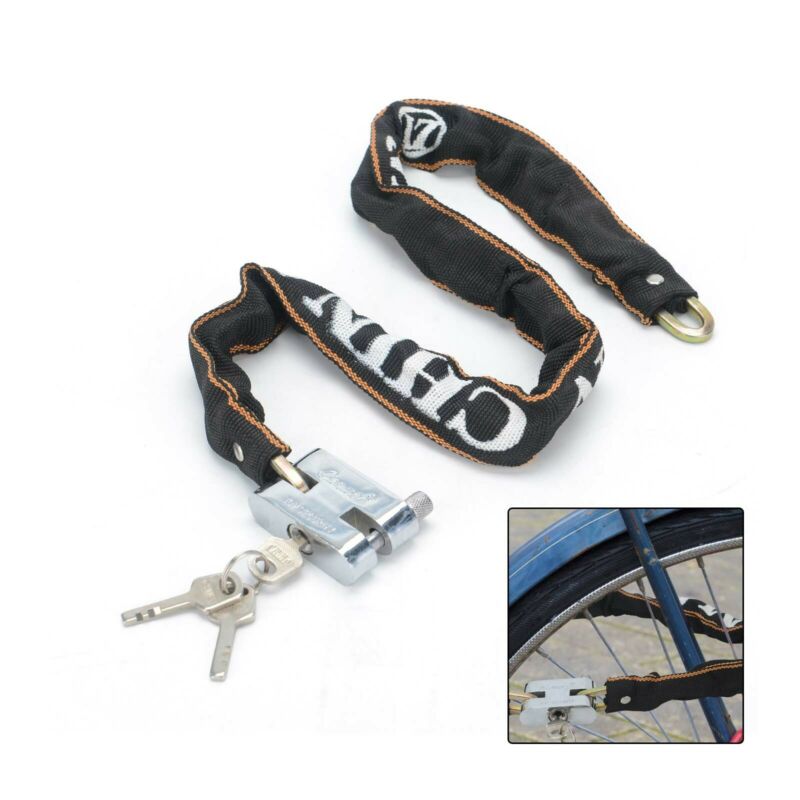 32" Heavy Duty Motorcycle Chain Lock Bicycle Bike Anti-theft Padlock + Keys