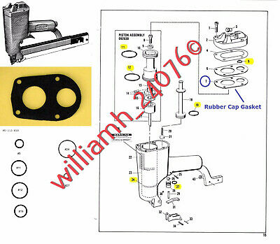 Paslode Finish Nailer Stapler Mu-112-n18 O-ring Kit + Rubber Cap Gasket #7