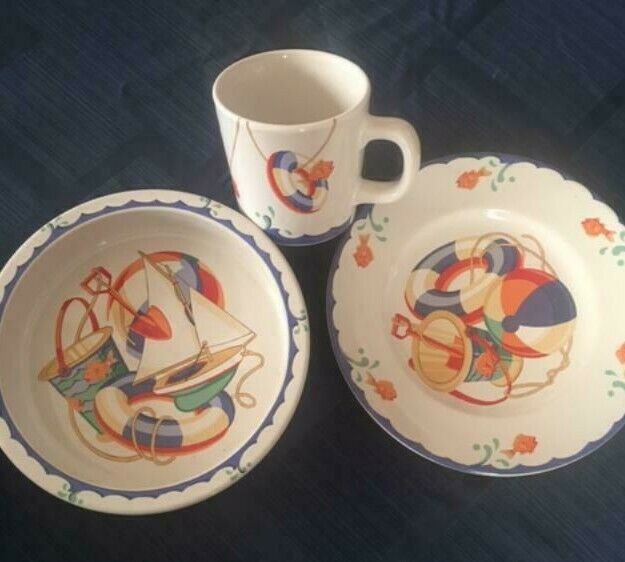 Tiffany Seashore Children's Place Setting- Cup. Bowl & Plate