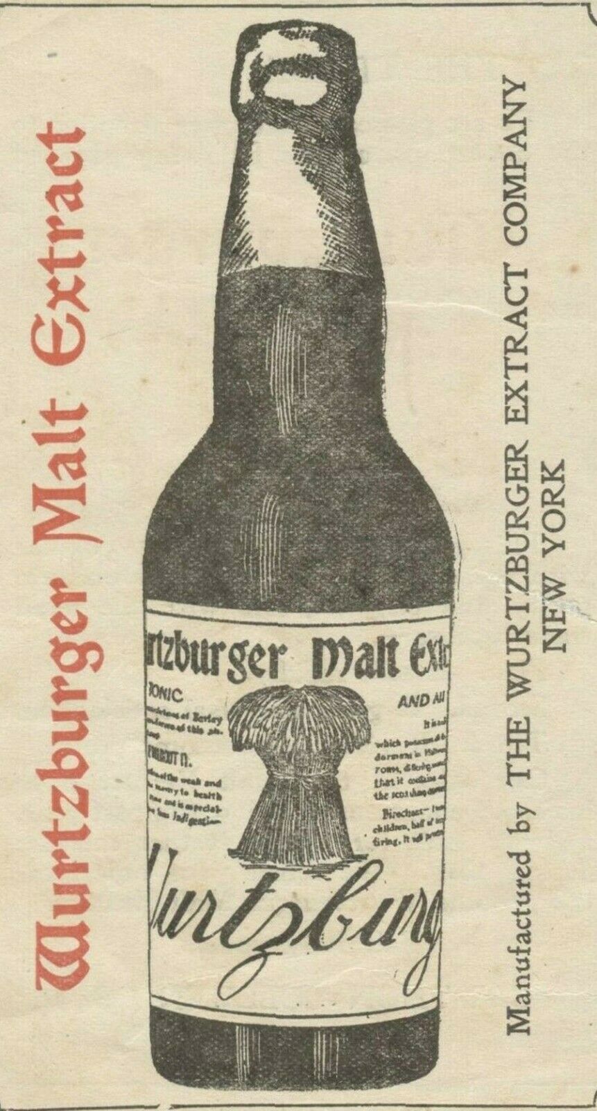 1899 Malt Extract Wurtzburger Advertising Leaflet; Selma Alabama Cawthon Coleman