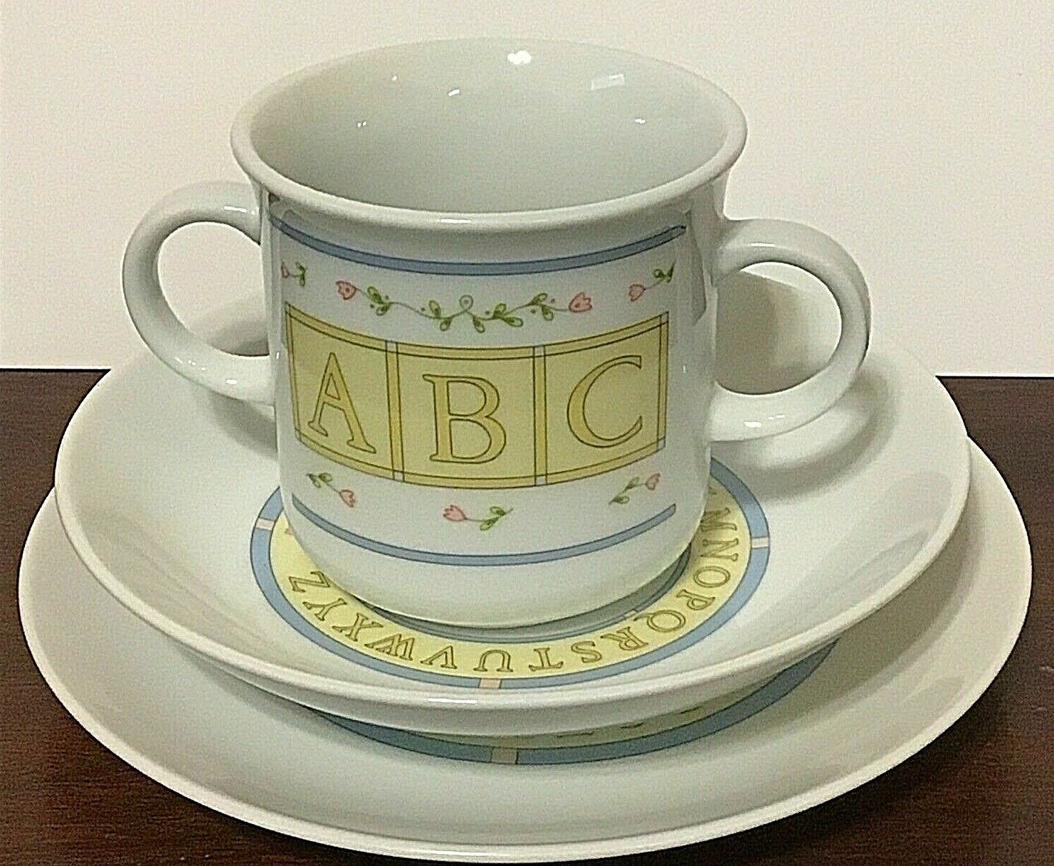 Once Upon A Time Japan Alphabet Child’s Baby Plate Cup Bowl 3 Piece Set Goose