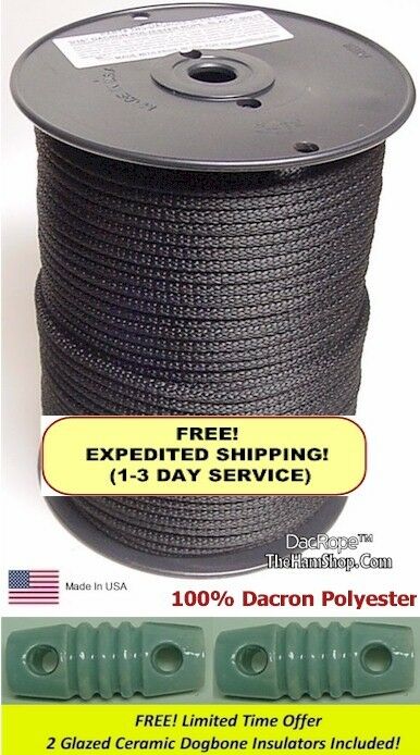 500' 3/16" 100% Dacron Polyester Antenna Support Rope, Dipole Inverted V, L Wire