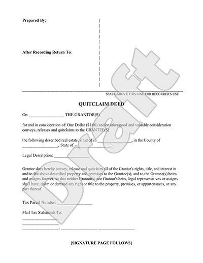 Quit Claim Deed Paperwork - Transfer Mining Claim/mineral Rights To New Claimant