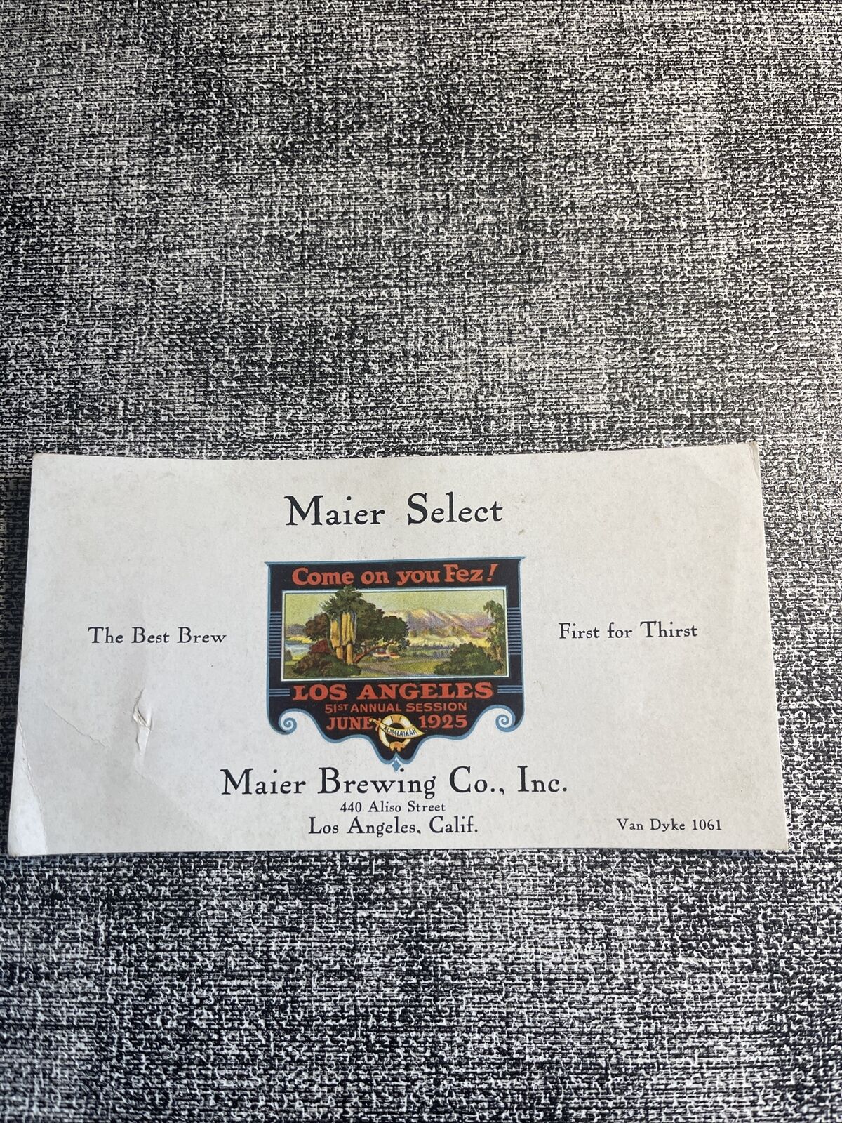 Maier Brewing Co Prohibition Era Ink Blotter
