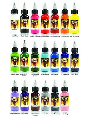 Scream Tattoo Ink 20-pack Color Set Black Bright Vibrant Ink Supply (4 Sizes)