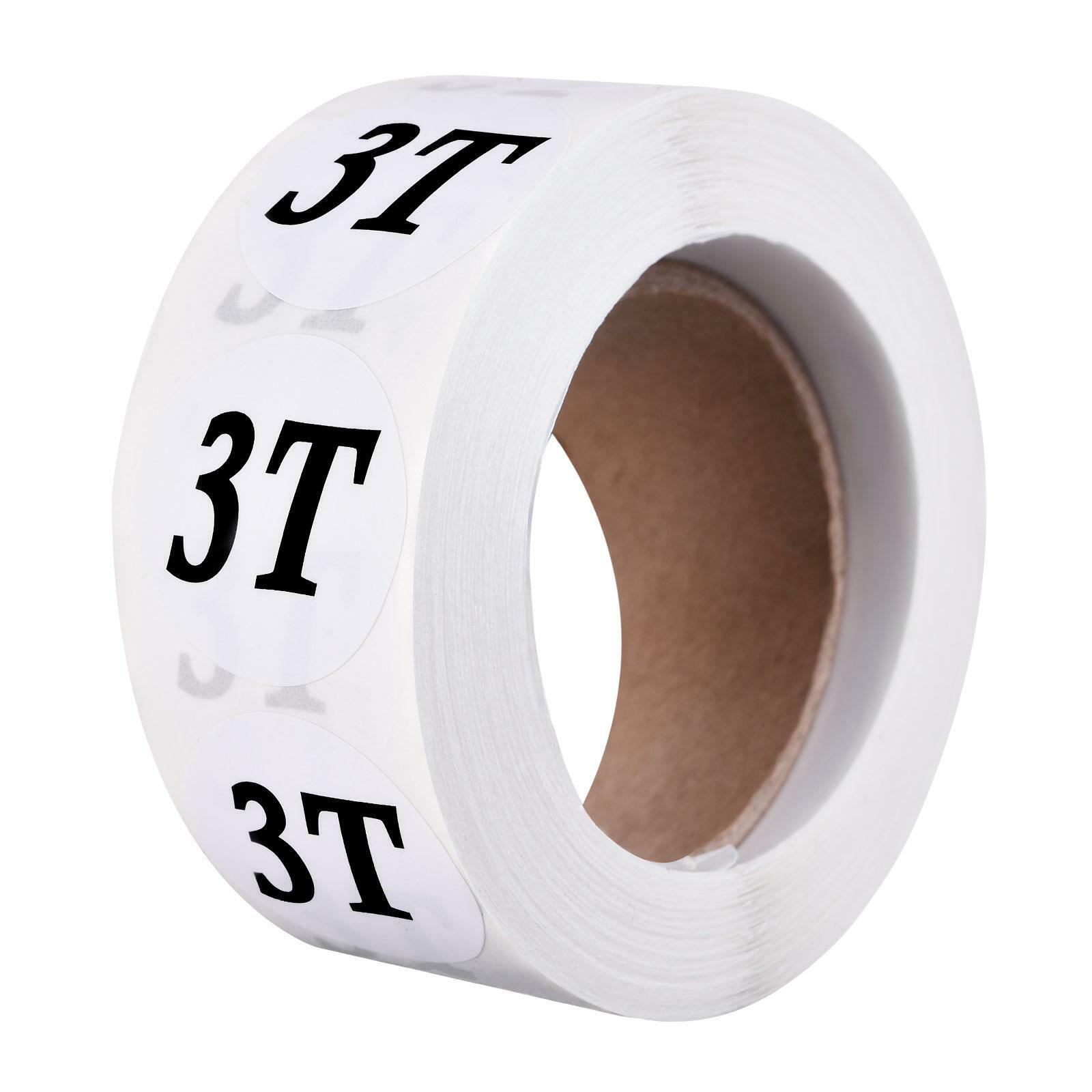 Clothing 3t Size Sticker Label Coding Label 25mm/1inch Dia 1 Roll 500 Labels