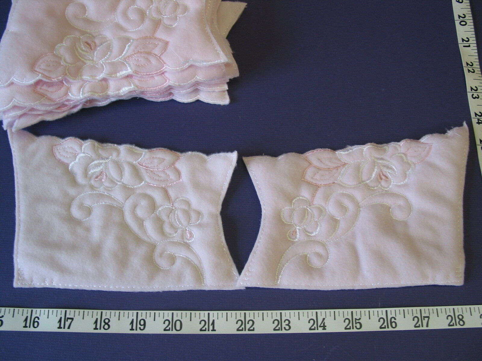 4289 Embroidered Pink White Fleece 72 Pair Unique For Quilts Or.. Sale Close Out